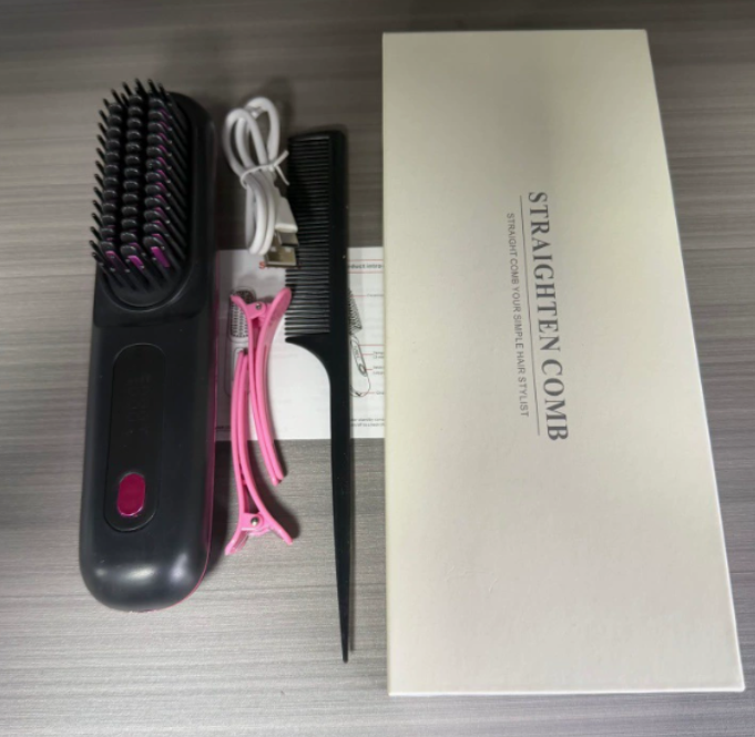 USB Charging Ceramic Heated Hair Straightening Comb